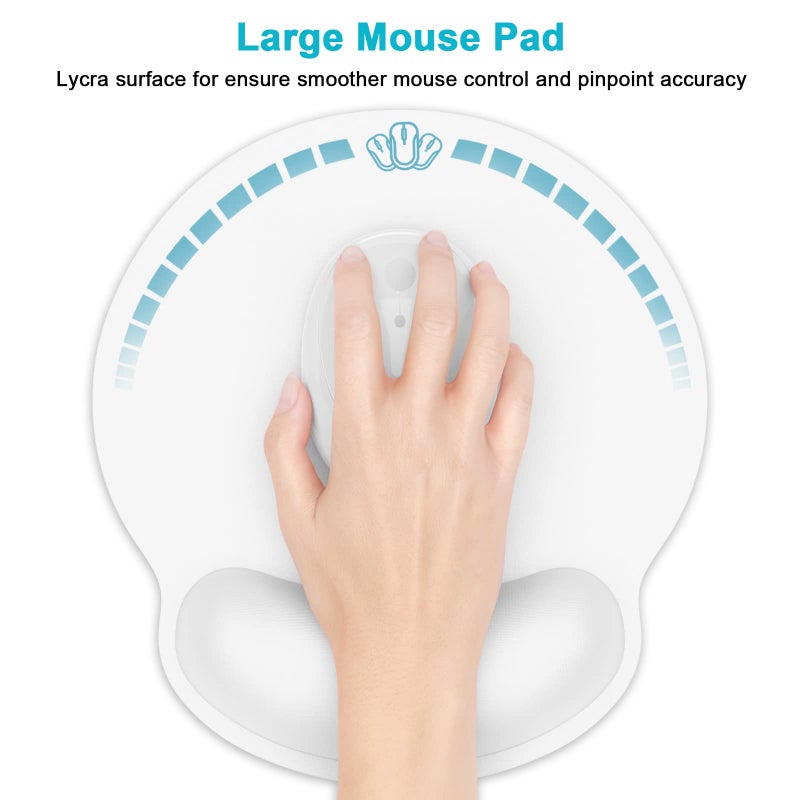Dapesuom Ergonomic Mouse Pad with Wrist Support  Comfortable Memory Foam Wrist Rest for Easy Typing Pain Relief  Cute Computer Gaming Desktop Mouse Mat with Non-Slip Base for Laptop  Office  White - Image 5